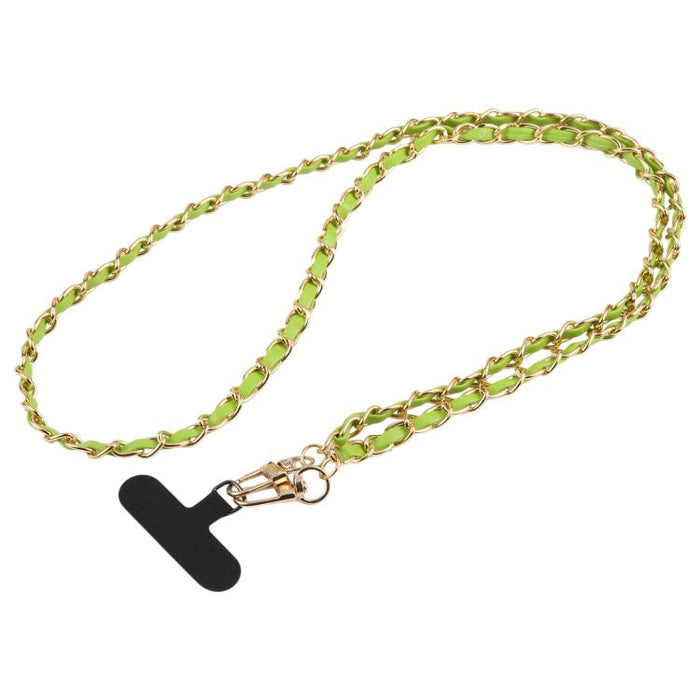 Cordón ajustable cruzado para teléfono, cadena de metal de piel sintética con almohadilla de sujeción, 120cm