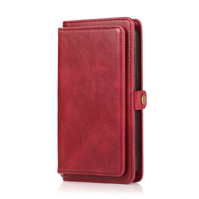 Múltiples ranuras para tarjetas Estuche de cuero con tapa horizontal magnética desmontable con ranuras para tarjetas y soporte y billetera