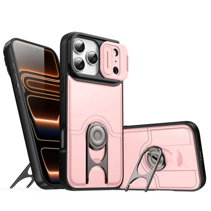 Funda para teléfono con cubierta deslizante para cámara, soporte giratorio 2 en 1, airbag y protección antigolpes., For iPhone 17e / 16e, For iPhone 17 Pro Max, For iPhone 17 Pro, For iPhone 17, For iPhone Air, For iPhone 16 Pro Max