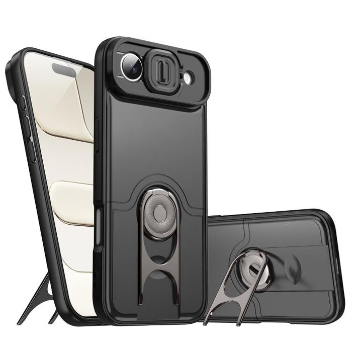 Funda para teléfono con cubierta deslizante para cámara, soporte giratorio 2 en 1, airbag y protección antigolpes., For iPhone 17e / 16e, For iPhone 17 Pro Max, For iPhone 17 Pro, For iPhone 17, For iPhone Air, For iPhone 16 Pro Max