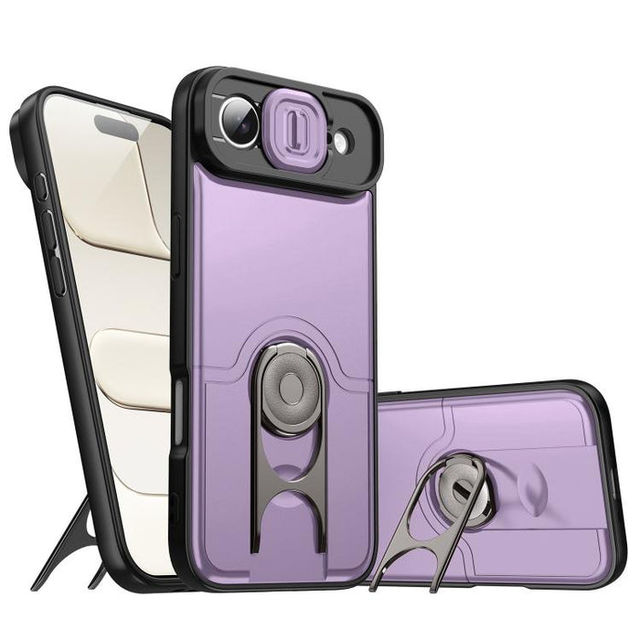 Funda para teléfono con cubierta deslizante para cámara, soporte giratorio 2 en 1, airbag y protección antigolpes., For iPhone 17e / 16e, For iPhone 17 Pro Max, For iPhone 17 Pro, For iPhone 17, For iPhone Air, For iPhone 16 Pro Max