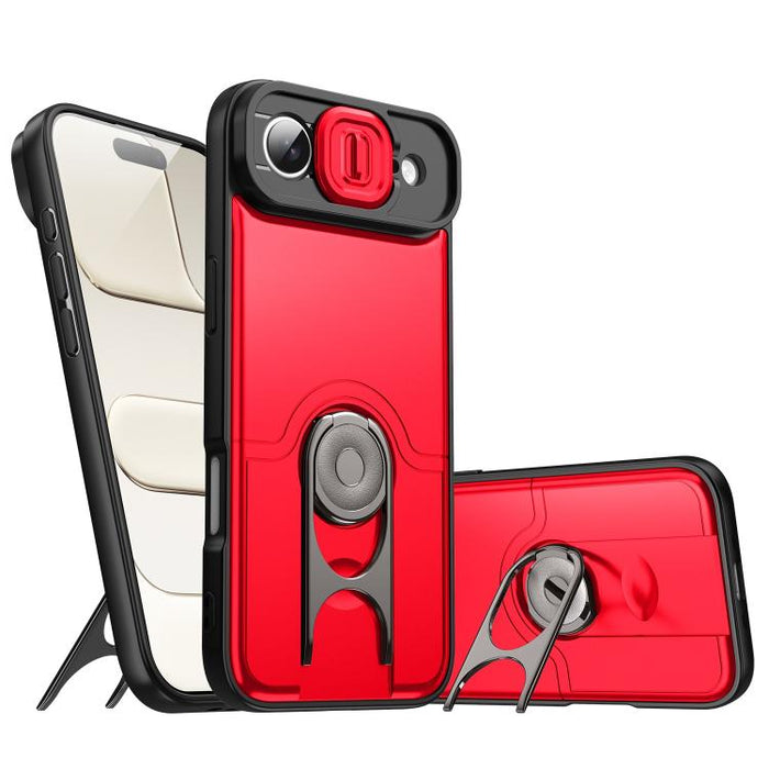 Funda para teléfono con cubierta deslizante para cámara, soporte giratorio 2 en 1, airbag y protección antigolpes., For iPhone 17e / 16e, For iPhone 17 Pro Max, For iPhone 17 Pro, For iPhone 17, For iPhone Air, For iPhone 16 Pro Max
