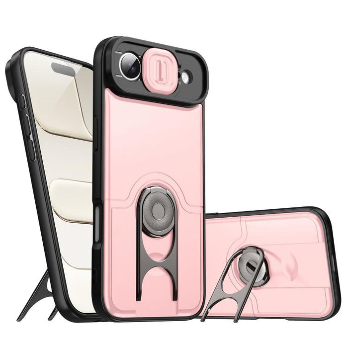 Funda para teléfono con cubierta deslizante para cámara, soporte giratorio 2 en 1, airbag y protección antigolpes., For iPhone 17e / 16e, For iPhone 17 Pro Max, For iPhone 17 Pro, For iPhone 17, For iPhone Air, For iPhone 16 Pro Max