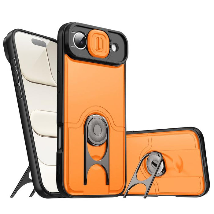 Funda para teléfono con cubierta deslizante para cámara, soporte giratorio 2 en 1, airbag y protección antigolpes., For iPhone 17e / 16e, For iPhone 17 Pro Max, For iPhone 17 Pro, For iPhone 17, For iPhone Air, For iPhone 16 Pro Max