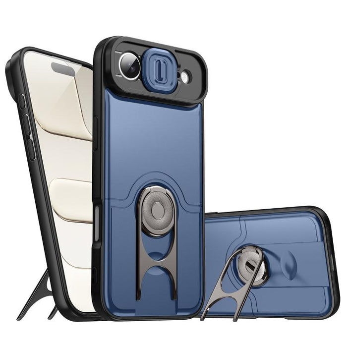 Funda para teléfono con cubierta deslizante para cámara, soporte giratorio 2 en 1, airbag y protección antigolpes., For iPhone 17e / 16e, For iPhone 17 Pro Max, For iPhone 17 Pro, For iPhone 17, For iPhone Air, For iPhone 16 Pro Max