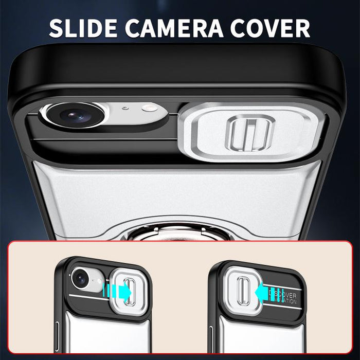 Funda para teléfono con cubierta deslizante para cámara, soporte giratorio 2 en 1, airbag y protección antigolpes., For iPhone 17e / 16e, For iPhone 17 Pro Max, For iPhone 17 Pro, For iPhone 17, For iPhone Air, For iPhone 16 Pro Max
