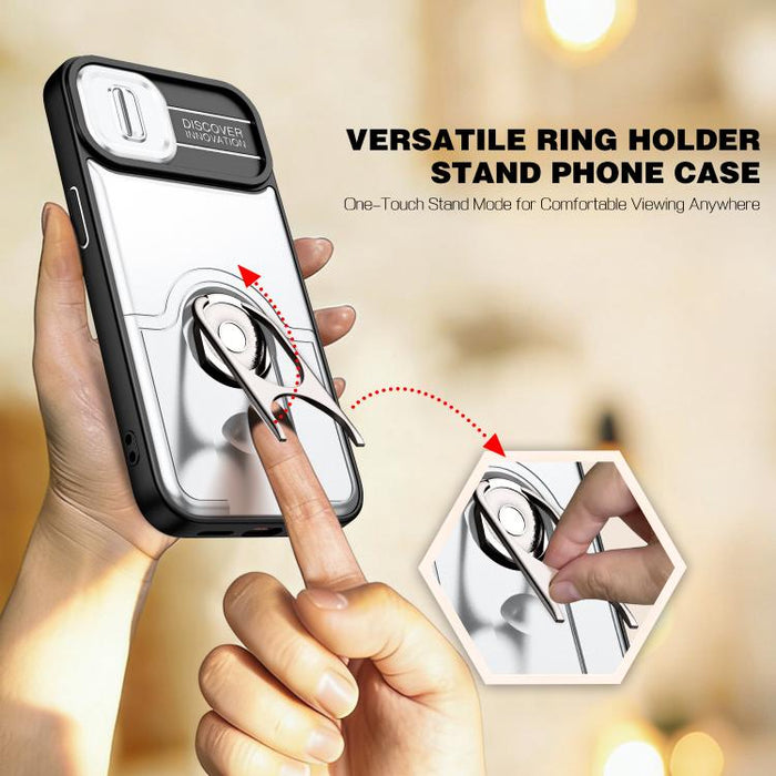 Funda para teléfono con cubierta deslizante para cámara, soporte giratorio 2 en 1, airbag y protección antigolpes., For iPhone 17e / 16e, For iPhone 17 Pro Max, For iPhone 17 Pro, For iPhone 17, For iPhone Air, For iPhone 16 Pro Max