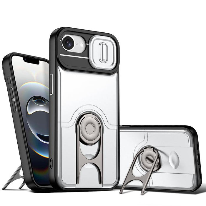 Funda para teléfono con cubierta deslizante para cámara, soporte giratorio 2 en 1, airbag y protección antigolpes., For iPhone 17e / 16e, For iPhone 17 Pro Max, For iPhone 17 Pro, For iPhone 17, For iPhone Air, For iPhone 16 Pro Max