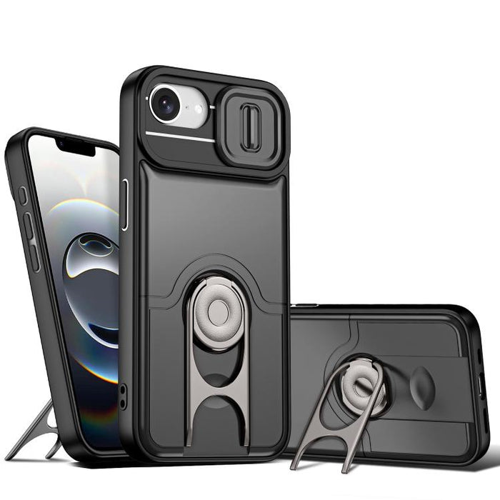 Funda para teléfono con cubierta deslizante para cámara, soporte giratorio 2 en 1, airbag y protección antigolpes., For iPhone 17e / 16e, For iPhone 17 Pro Max, For iPhone 17 Pro, For iPhone 17, For iPhone Air, For iPhone 16 Pro Max