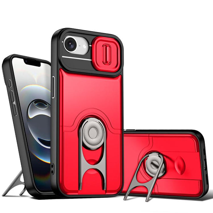 Funda para teléfono con cubierta deslizante para cámara, soporte giratorio 2 en 1, airbag y protección antigolpes., For iPhone 17e / 16e, For iPhone 17 Pro Max, For iPhone 17 Pro, For iPhone 17, For iPhone Air, For iPhone 16 Pro Max