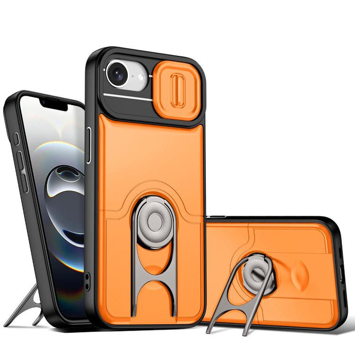 Funda para teléfono con cubierta deslizante para cámara, soporte giratorio 2 en 1, airbag y protección antigolpes., For iPhone 17e / 16e, For iPhone 17 Pro Max, For iPhone 17 Pro, For iPhone 17, For iPhone Air, For iPhone 16 Pro Max