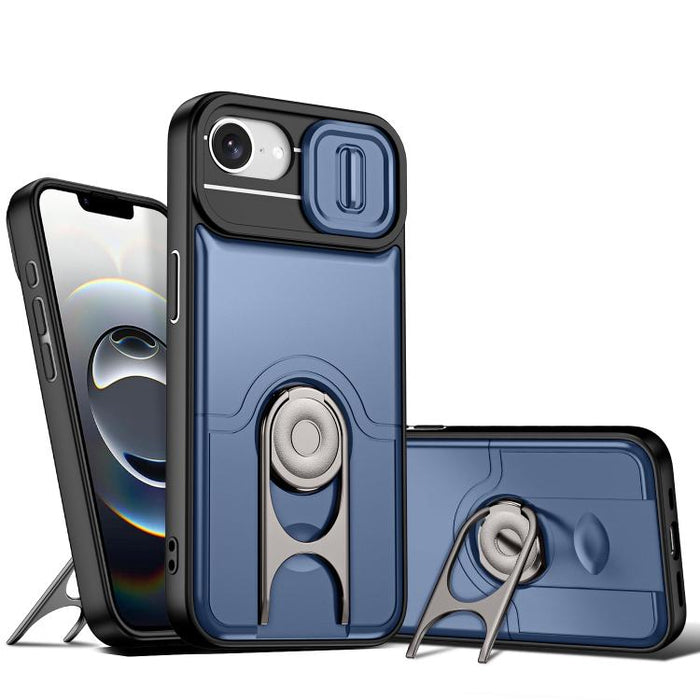 Funda para teléfono con cubierta deslizante para cámara, soporte giratorio 2 en 1, airbag y protección antigolpes., For iPhone 17e / 16e, For iPhone 17 Pro Max, For iPhone 17 Pro, For iPhone 17, For iPhone Air, For iPhone 16 Pro Max