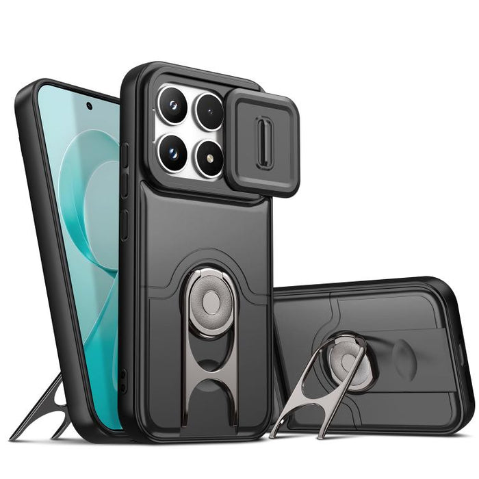 Funda para teléfono con cubierta deslizante para cámara, soporte giratorio 2 en 1, airbag y protección antigolpes., For Redmi Note 15 Pro+ 5G Global 163.3mm, For Redmi Note 15 5G/4G Global 164mm, For Redmi K90 Pro Max/Poco F8 Ultra 5G                  ...