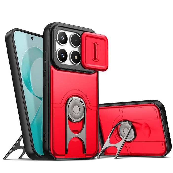 Funda para teléfono con cubierta deslizante para cámara, soporte giratorio 2 en 1, airbag y protección antigolpes., For Redmi Note 15 Pro+ 5G Global 163.3mm, For Redmi Note 15 5G/4G Global 164mm, For Redmi K90 Pro Max/Poco F8 Ultra 5G                  ...