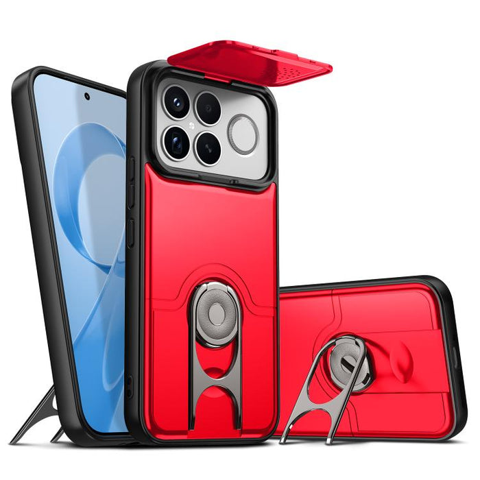 Funda para teléfono con cubierta deslizante para cámara, soporte giratorio 2 en 1, airbag y protección antigolpes., For Redmi Note 15 Pro+ 5G Global 163.3mm, For Redmi Note 15 5G/4G Global 164mm, For Redmi K90 Pro Max/Poco F8 Ultra 5G                  ...