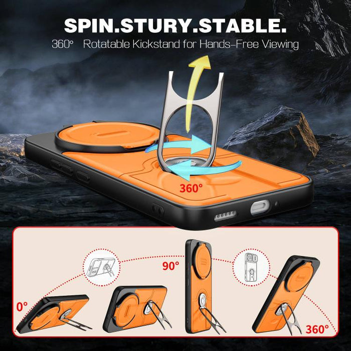 Funda para teléfono con cubierta deslizante para cámara, soporte giratorio 2 en 1, airbag y protección antigolpes., For Redmi Note 15 Pro+ 5G Global 163.3mm, For Redmi Note 15 5G/4G Global 164mm, For Redmi K90 Pro Max/Poco F8 Ultra 5G                  ...