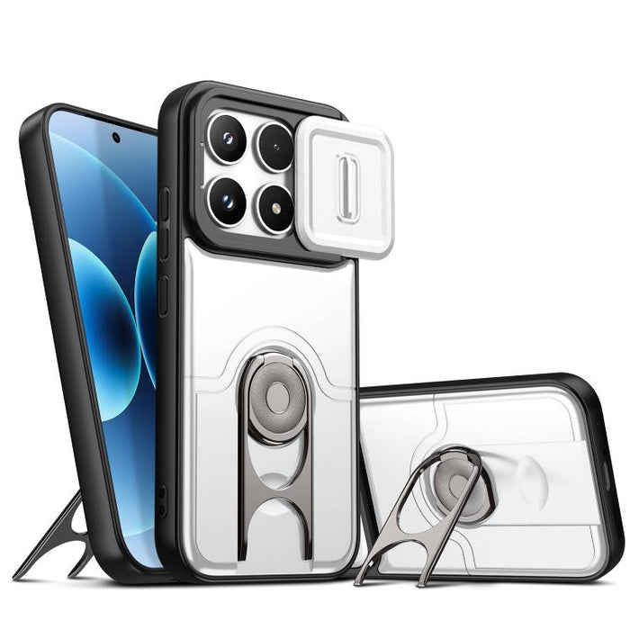 Funda para teléfono con cubierta deslizante para cámara, soporte giratorio 2 en 1, airbag y protección antigolpes., For Xiaomi 17T 5G, For Xiaomi 17 Pro Max, For Xiaomi 17 Pro, For Xiaomi 17, For Xiaomi 15