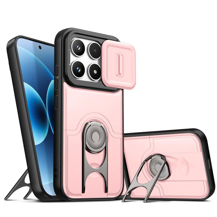 Funda para teléfono con cubierta deslizante para cámara, soporte giratorio 2 en 1, airbag y protección antigolpes., For Xiaomi 17T 5G, For Xiaomi 17 Pro Max, For Xiaomi 17 Pro, For Xiaomi 17, For Xiaomi 15