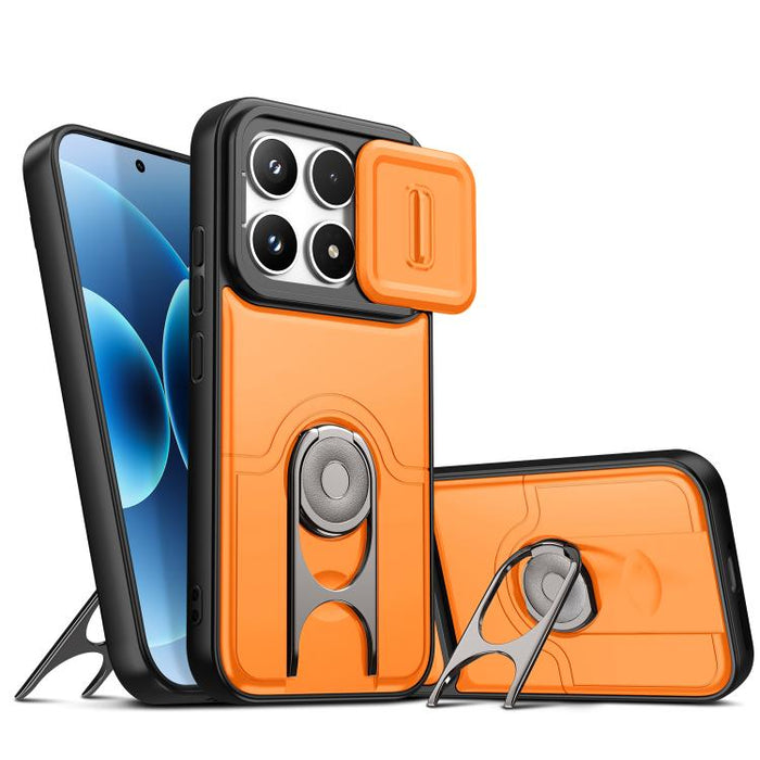 Funda para teléfono con cubierta deslizante para cámara, soporte giratorio 2 en 1, airbag y protección antigolpes., For Xiaomi 17T 5G, For Xiaomi 17 Pro Max, For Xiaomi 17 Pro, For Xiaomi 17, For Xiaomi 15