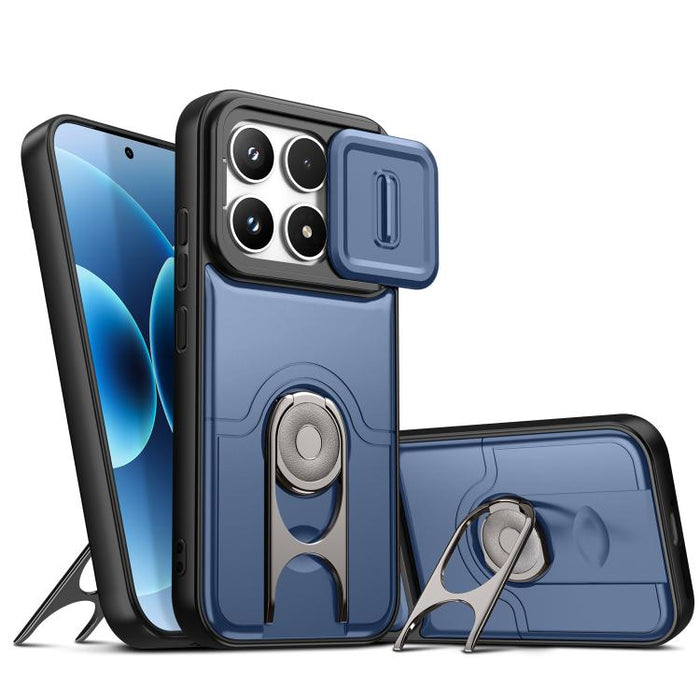 Funda para teléfono con cubierta deslizante para cámara, soporte giratorio 2 en 1, airbag y protección antigolpes., For Xiaomi 17T 5G, For Xiaomi 17 Pro Max, For Xiaomi 17 Pro, For Xiaomi 17, For Xiaomi 15
