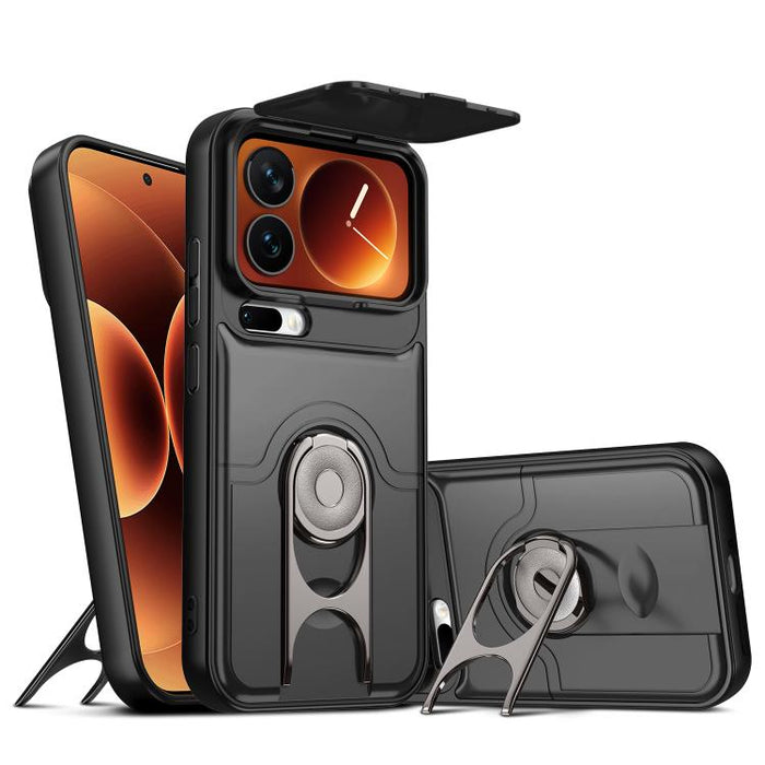 Funda para teléfono con cubierta deslizante para cámara, soporte giratorio 2 en 1, airbag y protección antigolpes., For Xiaomi 17T 5G, For Xiaomi 17 Pro Max, For Xiaomi 17 Pro, For Xiaomi 17, For Xiaomi 15