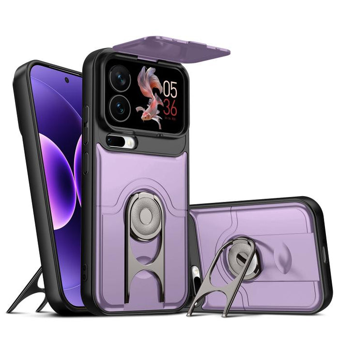 Funda para teléfono con cubierta deslizante para cámara, soporte giratorio 2 en 1, airbag y protección antigolpes., For Xiaomi 17T 5G, For Xiaomi 17 Pro Max, For Xiaomi 17 Pro, For Xiaomi 17, For Xiaomi 15