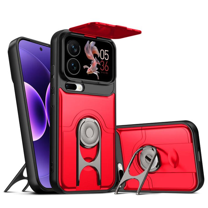 Funda para teléfono con cubierta deslizante para cámara, soporte giratorio 2 en 1, airbag y protección antigolpes., For Xiaomi 17T 5G, For Xiaomi 17 Pro Max, For Xiaomi 17 Pro, For Xiaomi 17, For Xiaomi 15