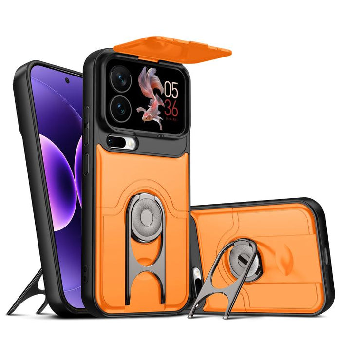 Funda para teléfono con cubierta deslizante para cámara, soporte giratorio 2 en 1, airbag y protección antigolpes., For Xiaomi 17T 5G, For Xiaomi 17 Pro Max, For Xiaomi 17 Pro, For Xiaomi 17, For Xiaomi 15