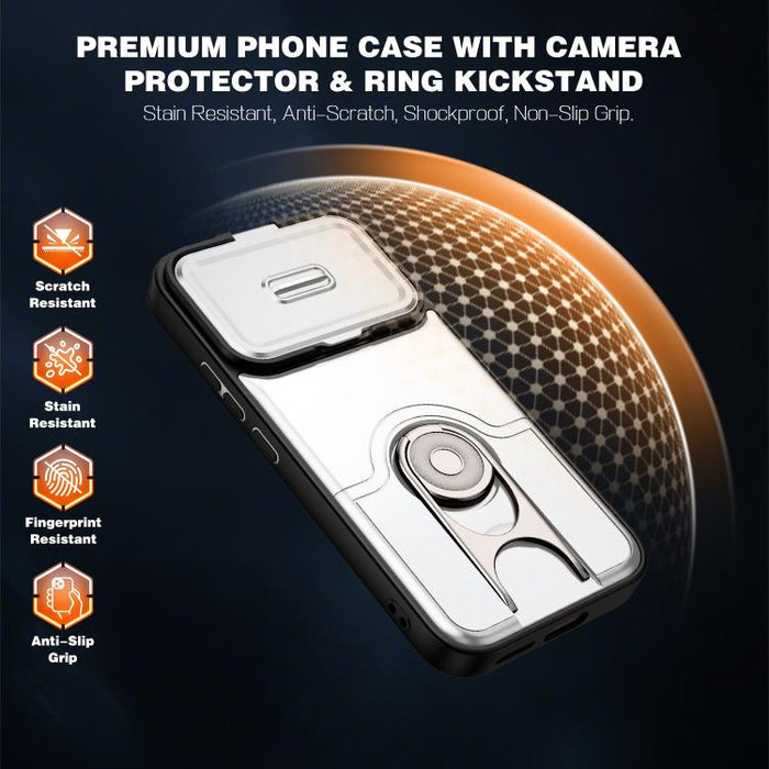 Funda para teléfono con cubierta deslizante para cámara, soporte giratorio 2 en 1, airbag y protección antigolpes., For Xiaomi 17T 5G, For Xiaomi 17 Pro Max, For Xiaomi 17 Pro, For Xiaomi 17, For Xiaomi 15