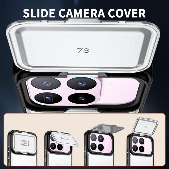 Funda para teléfono con cubierta deslizante para cámara, soporte giratorio 2 en 1, airbag y protección antigolpes., For Xiaomi 17T 5G, For Xiaomi 17 Pro Max, For Xiaomi 17 Pro, For Xiaomi 17, For Xiaomi 15