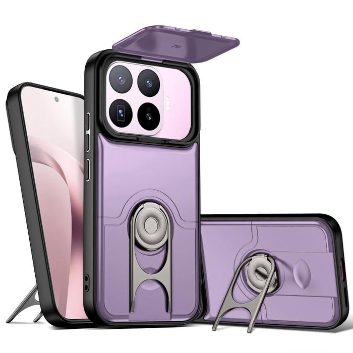 Funda para teléfono con cubierta deslizante para cámara, soporte giratorio 2 en 1, airbag y protección antigolpes., For Xiaomi 17T 5G, For Xiaomi 17 Pro Max, For Xiaomi 17 Pro, For Xiaomi 17, For Xiaomi 15