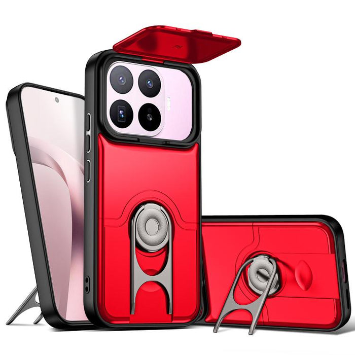 Funda para teléfono con cubierta deslizante para cámara, soporte giratorio 2 en 1, airbag y protección antigolpes., For Xiaomi 17T 5G, For Xiaomi 17 Pro Max, For Xiaomi 17 Pro, For Xiaomi 17, For Xiaomi 15