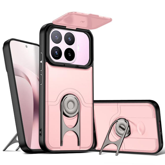 Funda para teléfono con cubierta deslizante para cámara, soporte giratorio 2 en 1, airbag y protección antigolpes., For Xiaomi 17T 5G, For Xiaomi 17 Pro Max, For Xiaomi 17 Pro, For Xiaomi 17, For Xiaomi 15