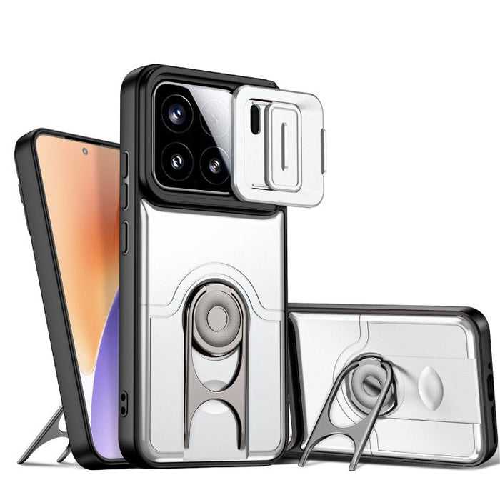 Funda para teléfono con cubierta deslizante para cámara, soporte giratorio 2 en 1, airbag y protección antigolpes., For Xiaomi 17T 5G, For Xiaomi 17 Pro Max, For Xiaomi 17 Pro, For Xiaomi 17, For Xiaomi 15