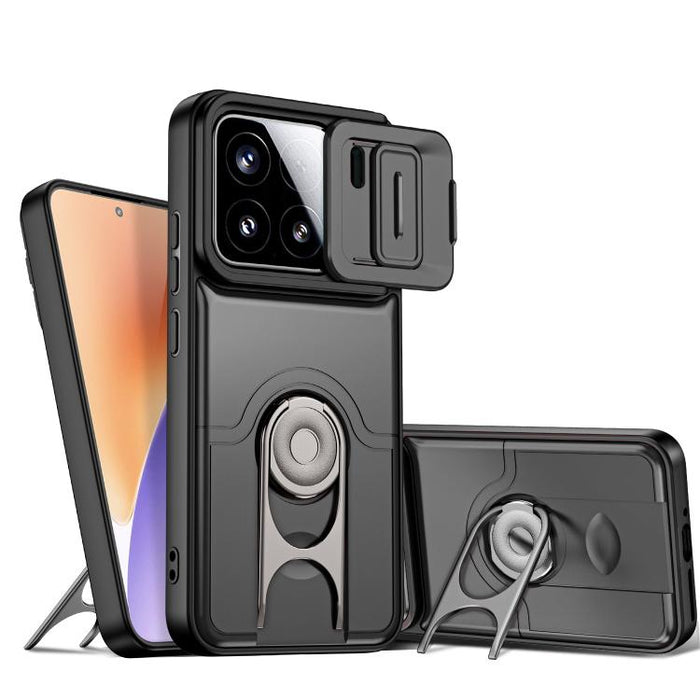 Funda para teléfono con cubierta deslizante para cámara, soporte giratorio 2 en 1, airbag y protección antigolpes., For Xiaomi 17T 5G, For Xiaomi 17 Pro Max, For Xiaomi 17 Pro, For Xiaomi 17, For Xiaomi 15