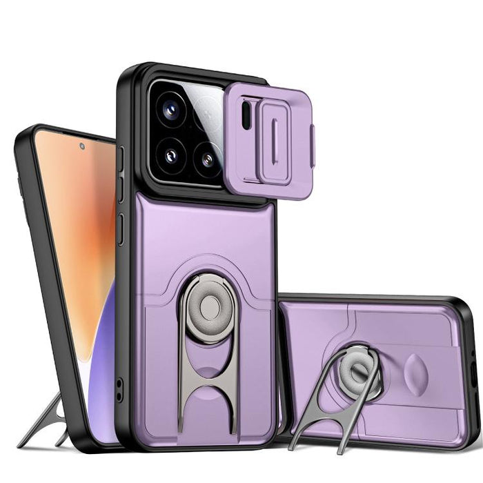 Funda para teléfono con cubierta deslizante para cámara, soporte giratorio 2 en 1, airbag y protección antigolpes., For Xiaomi 17T 5G, For Xiaomi 17 Pro Max, For Xiaomi 17 Pro, For Xiaomi 17, For Xiaomi 15