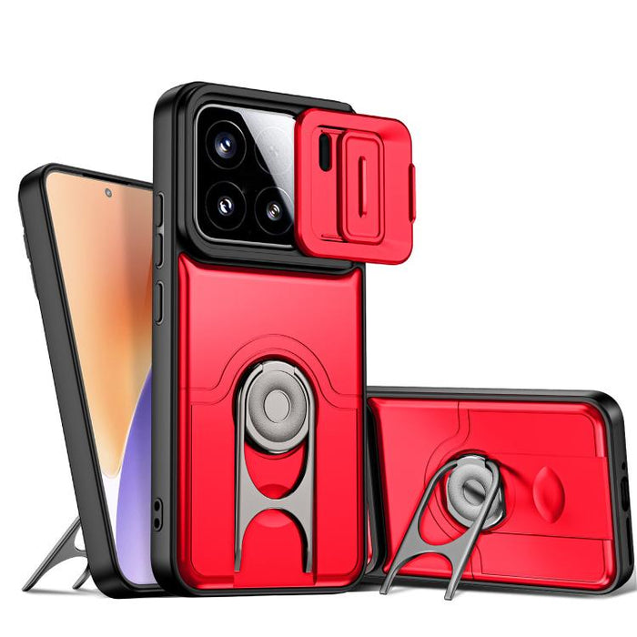 Funda para teléfono con cubierta deslizante para cámara, soporte giratorio 2 en 1, airbag y protección antigolpes., For Xiaomi 17T 5G, For Xiaomi 17 Pro Max, For Xiaomi 17 Pro, For Xiaomi 17, For Xiaomi 15