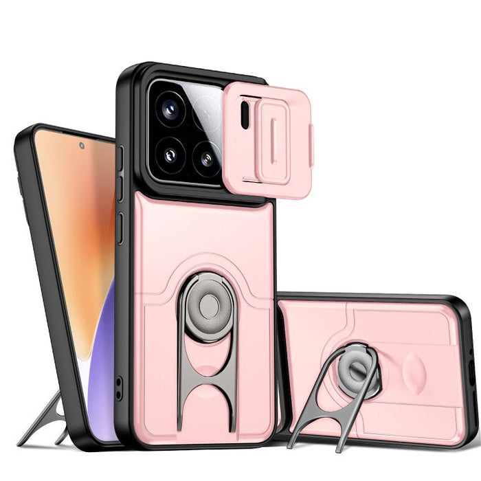 Funda para teléfono con cubierta deslizante para cámara, soporte giratorio 2 en 1, airbag y protección antigolpes., For Xiaomi 17T 5G, For Xiaomi 17 Pro Max, For Xiaomi 17 Pro, For Xiaomi 17, For Xiaomi 15