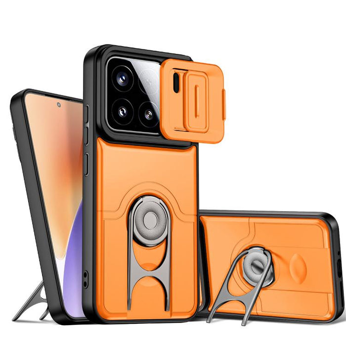 Funda para teléfono con cubierta deslizante para cámara, soporte giratorio 2 en 1, airbag y protección antigolpes., For Xiaomi 17T 5G, For Xiaomi 17 Pro Max, For Xiaomi 17 Pro, For Xiaomi 17, For Xiaomi 15