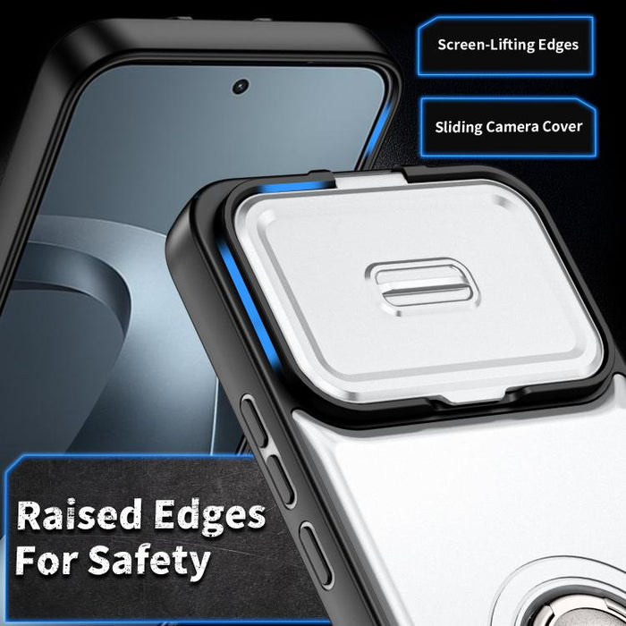 Funda para teléfono con cubierta deslizante para cámara, soporte giratorio 2 en 1, airbag y protección antigolpes., For Xiaomi 17T 5G, For Xiaomi 17 Pro Max, For Xiaomi 17 Pro, For Xiaomi 17, For Xiaomi 15