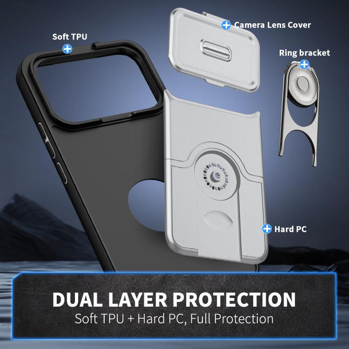 Funda para teléfono con cubierta deslizante para cámara, soporte giratorio 2 en 1, airbag y protección antigolpes., For Xiaomi 17T 5G, For Xiaomi 17 Pro Max, For Xiaomi 17 Pro, For Xiaomi 17, For Xiaomi 15