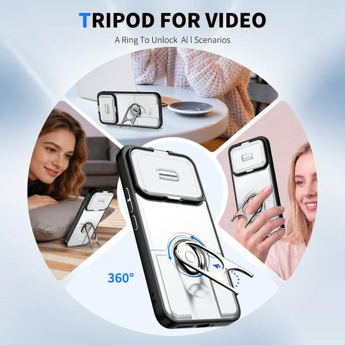 Funda para teléfono con cubierta deslizante para cámara, soporte giratorio 2 en 1, airbag y protección antigolpes., For Xiaomi 17T 5G, For Xiaomi 17 Pro Max, For Xiaomi 17 Pro, For Xiaomi 17, For Xiaomi 15