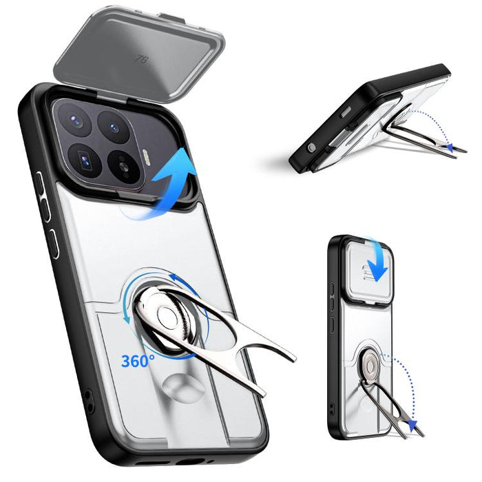 Funda para teléfono con cubierta deslizante para cámara, soporte giratorio 2 en 1, airbag y protección antigolpes., For Xiaomi 17T 5G, For Xiaomi 17 Pro Max, For Xiaomi 17 Pro, For Xiaomi 17, For Xiaomi 15