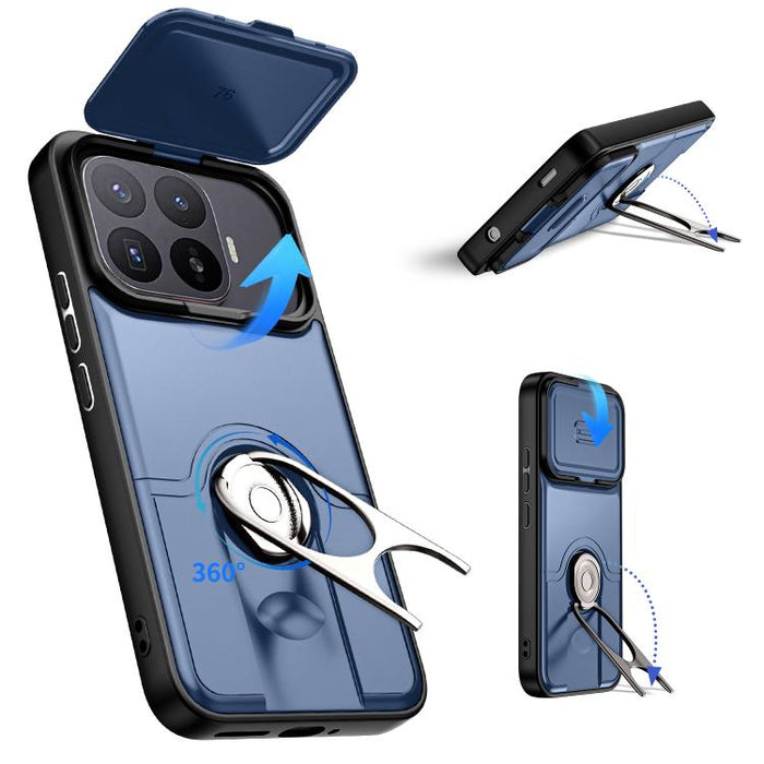 Funda para teléfono con cubierta deslizante para cámara, soporte giratorio 2 en 1, airbag y protección antigolpes., For Xiaomi 17T 5G, For Xiaomi 17 Pro Max, For Xiaomi 17 Pro, For Xiaomi 17, For Xiaomi 15