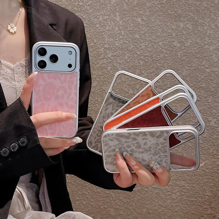 Funda para teléfono con ventana grande, chapada en metal y con estampado de leopardo., For iPhone 17 Pro Max, For iPhone 17 Pro, For iPhone 17, For iPhone 16 Pro Max, For iPhone 16 Pro, For iPhone 16, For iPhone 15 Pro Max, For iPhone 15 Pro           ...