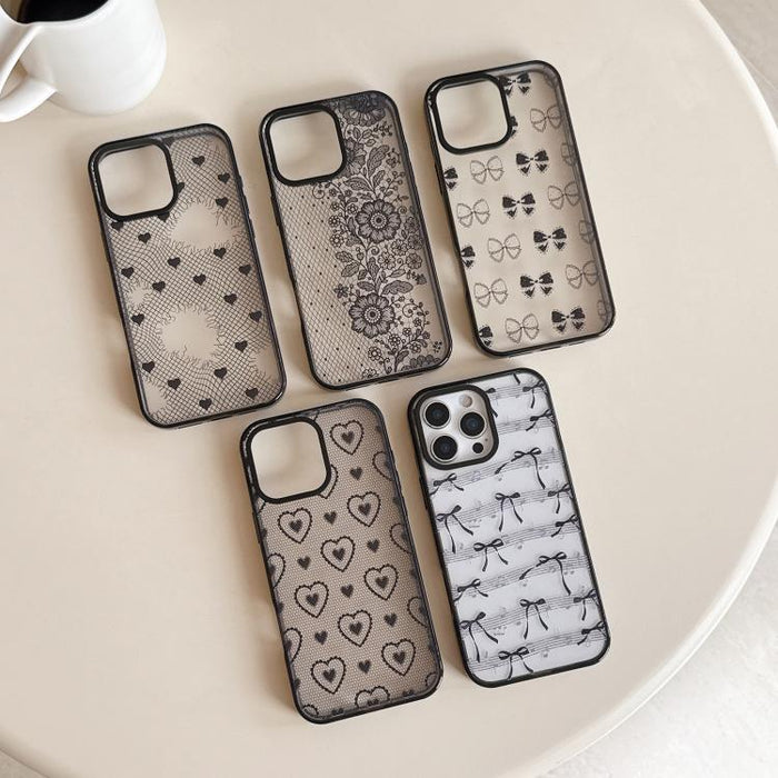 Funda de teléfono de TPU acrílica estampada con lazo de encaje, For iPhone 12, For iPhone 12 Pro Max, For iPhone 12 Pro, For iPhone 11
