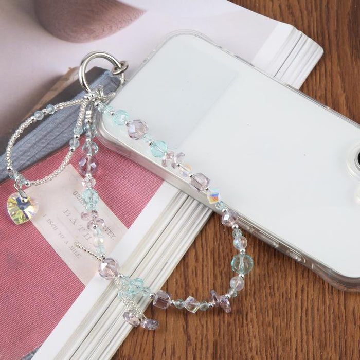 Pulsera con colgante de teléfono con cuentas y almohadilla de sujeción para mujeres y niñas.