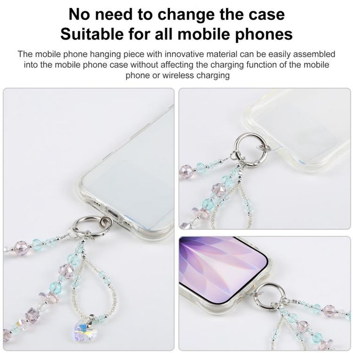 Pulsera con colgante de teléfono con cuentas y almohadilla de sujeción para mujeres y niñas.