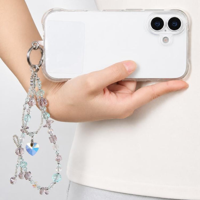 Pulsera con colgante de teléfono con cuentas y almohadilla de sujeción para mujeres y niñas.