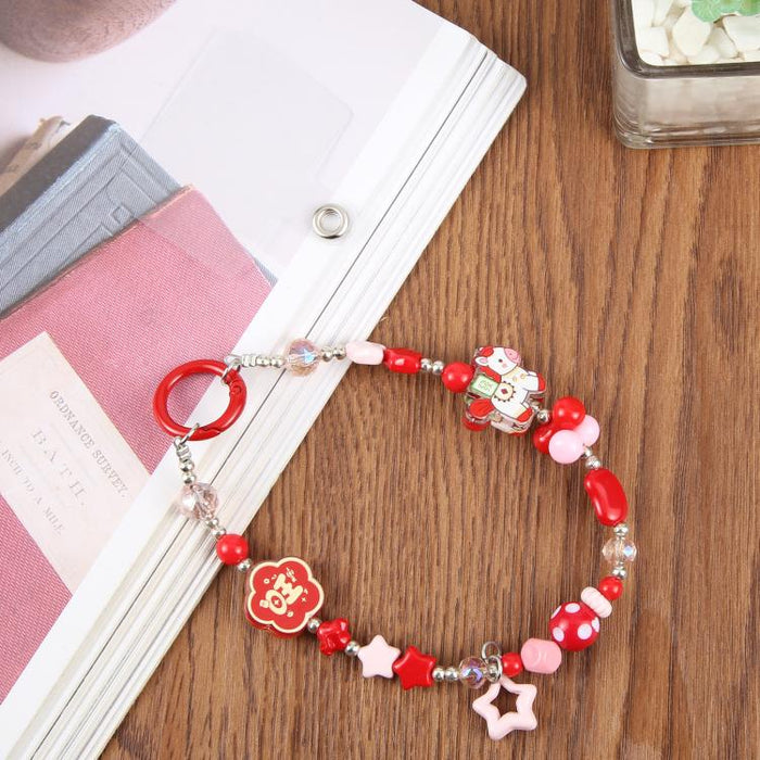 Correa de muñeca con colgante para teléfono con diseño de caballos y estrellas, con almohadilla de sujeción para mujeres y niñas.